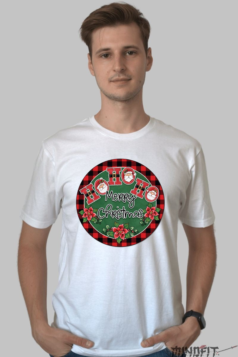 Tricou De Craciun - Ho Ho Ho Merry Christmas barbat alb