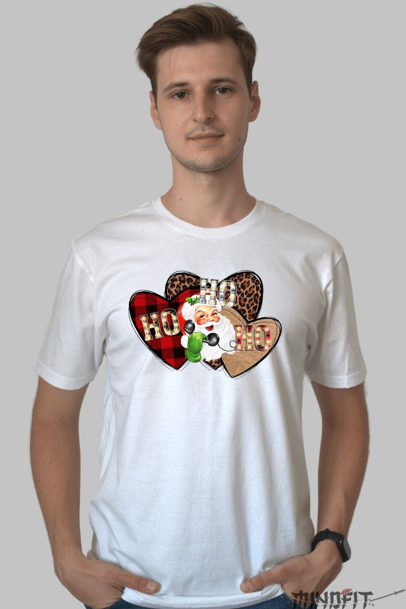 Tricou De Craciun - Ho Ho Ho Retro Santa barbat alb