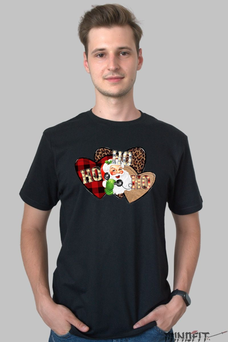 Tricou De Craciun - Ho Ho Ho Retro Santa barbat negru