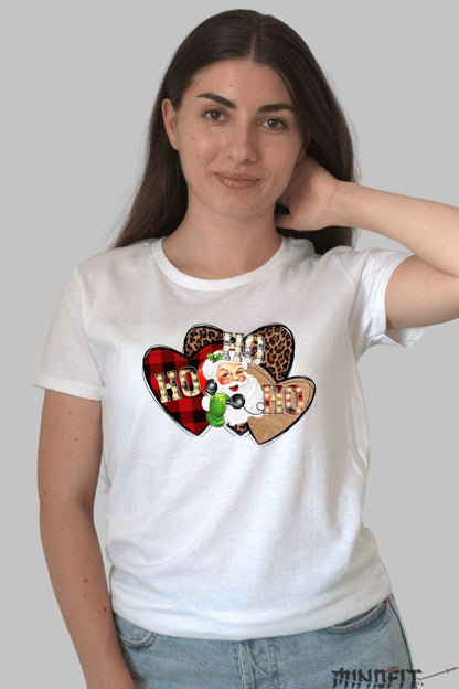 Tricou De Craciun - Ho Ho Ho Retro Santa dama alb