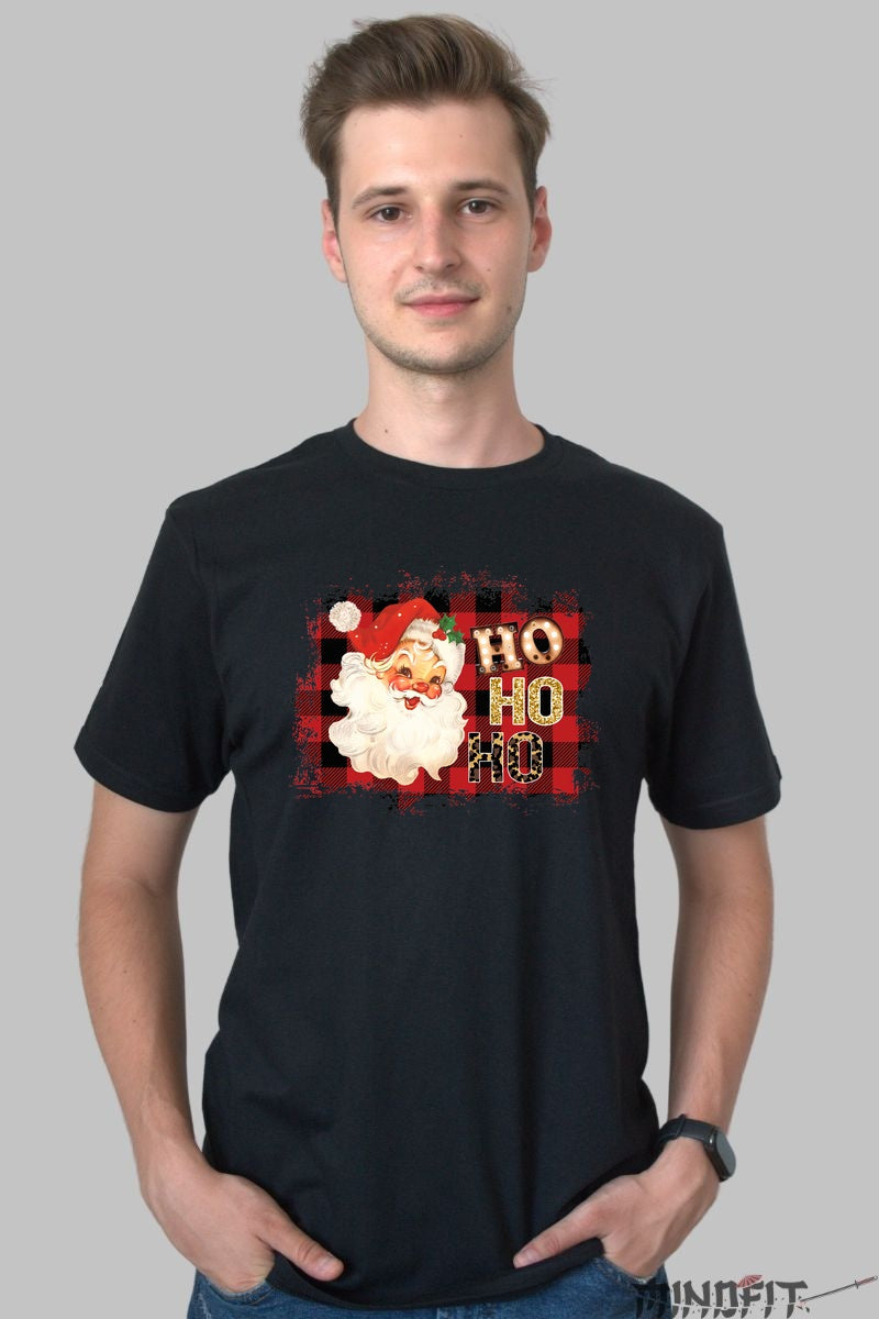 Tricou De Craciun - Ho Ho Ho Vintage barbat negru
