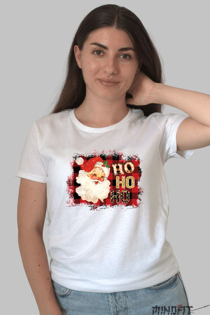 Tricou De Craciun - Ho Ho Ho Vintage dama alb