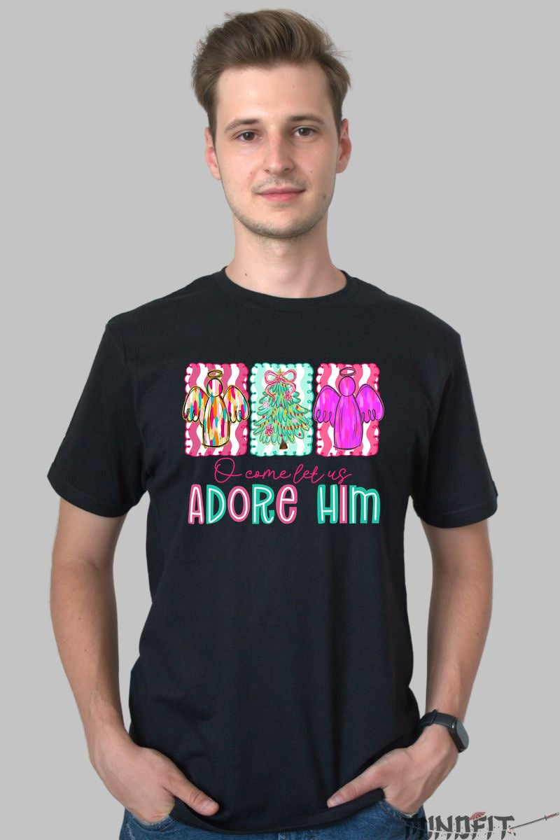 Tricou De Craciun - Ingeri Si Bradul Sfant barbat negru