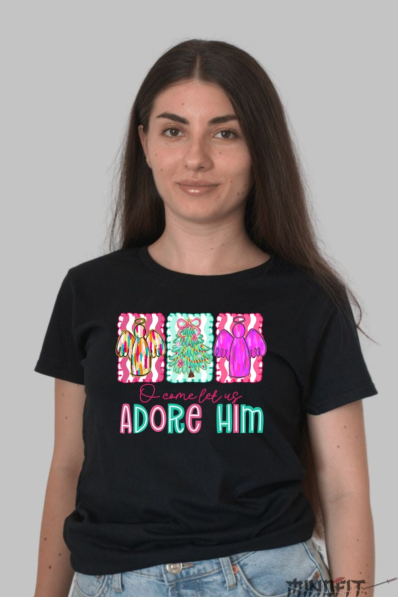Tricou De Craciun - Ingeri Si Bradul Sfant dama negru