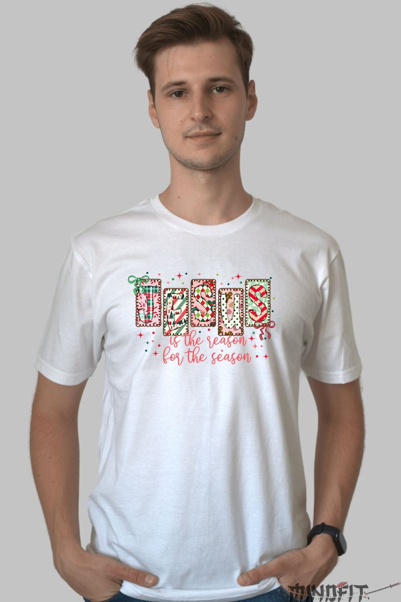 Tricou De Craciun - Jesus Is The Reason For The Season barbat alb