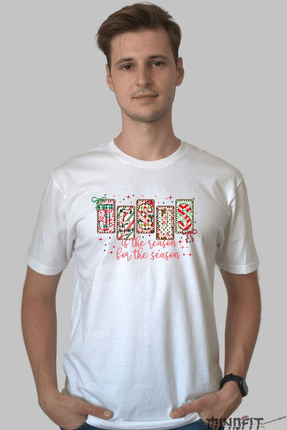 Tricou De Craciun - Jesus Is The Reason For The Season barbat alb