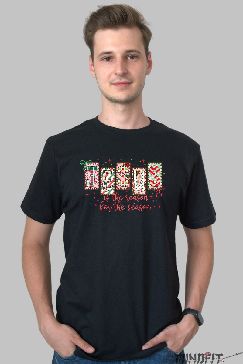 Tricou De Craciun - Jesus Is The Reason For The Season barbat negru
