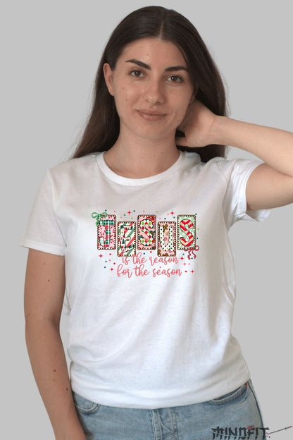 Tricou De Craciun - Jesus Is The Reason For The Season dama alb