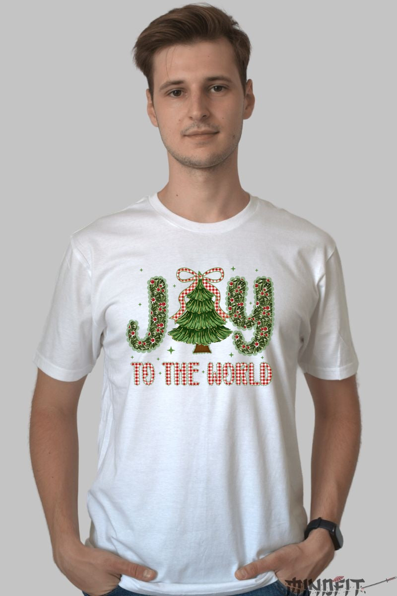 Tricou De Craciun - Joy To The World barbat alb