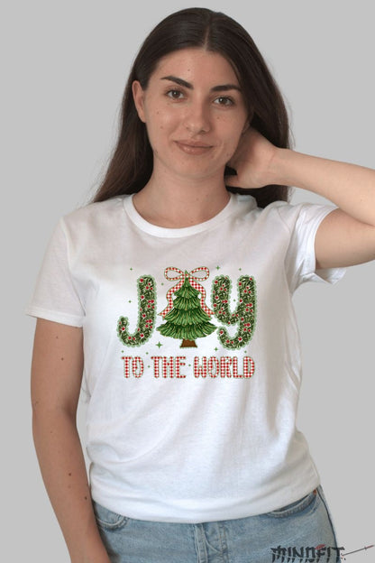 Tricou De Craciun - Joy To The World dama alb