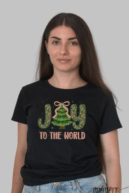 Tricou De Craciun - Joy To The World dama negru