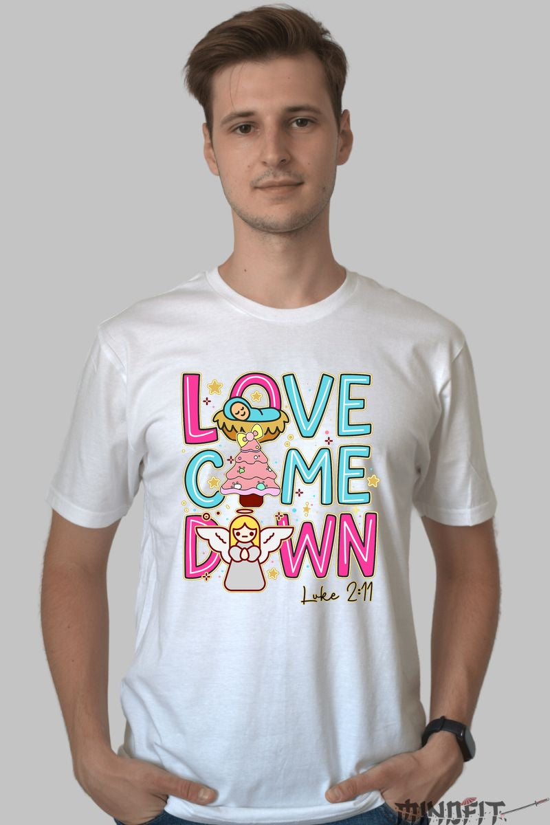 Tricou De Craciun - Love Came Down barbat alb