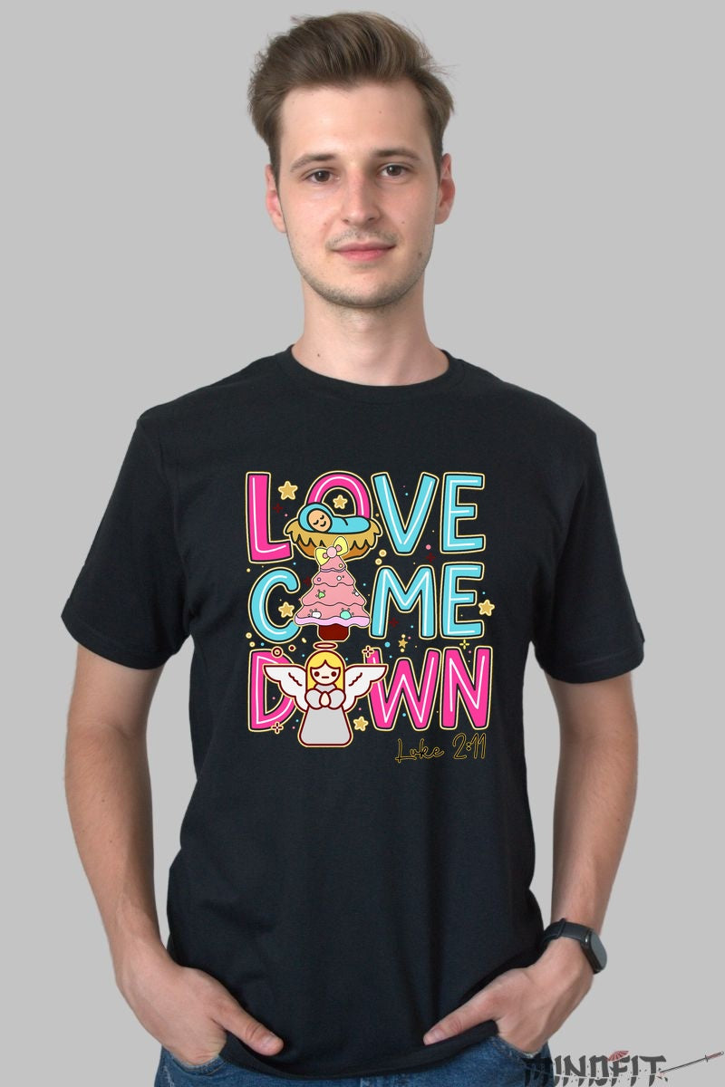Tricou De Craciun - Love Came Down barbat negru
