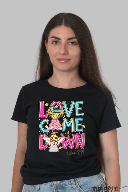 Tricou De Craciun - Love Came Down dama negru