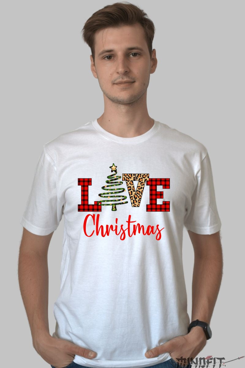 Tricou De Craciun - LOVE Christmas in Stil Festiv barbat alb