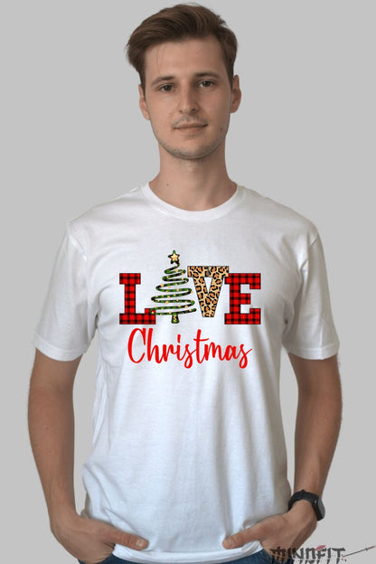 Tricou De Craciun - LOVE Christmas in Stil Festiv barbat alb