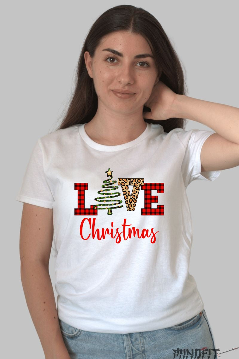Tricou De Craciun - LOVE Christmas in Stil Festiv dama alb