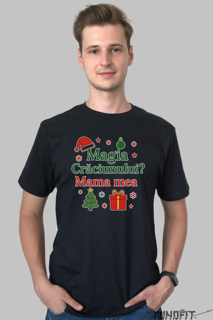 Tricou De Craciun - Magia Craciunului Mama Mea dama alb