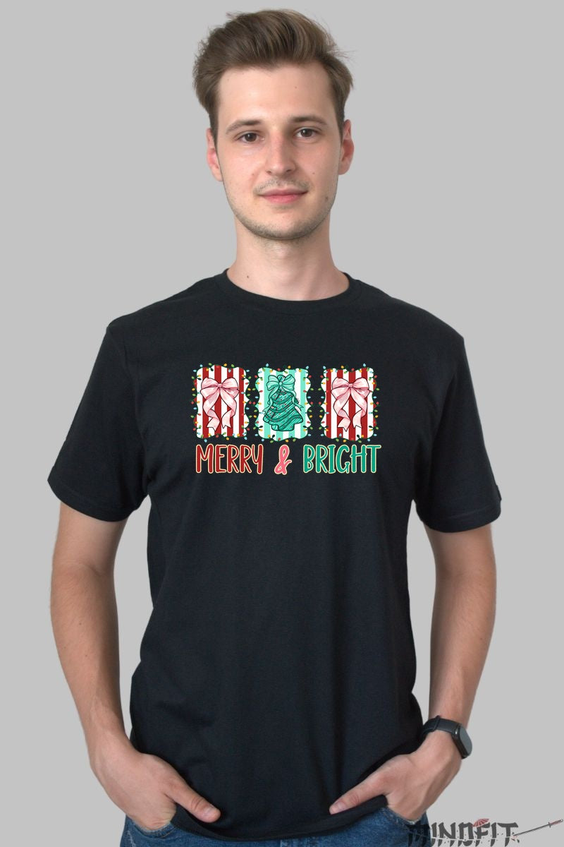 Tricou De Craciun - Merry & Bright barbat negru