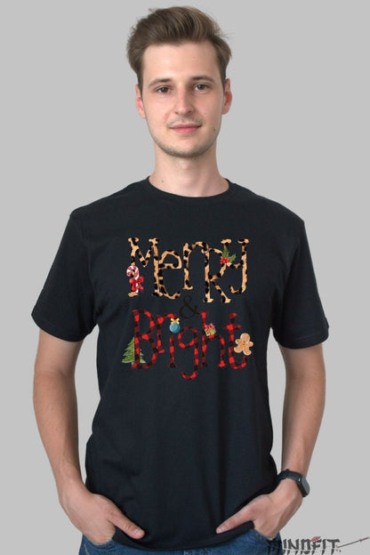 Tricou De Craciun - Merry & Bright barbat negru