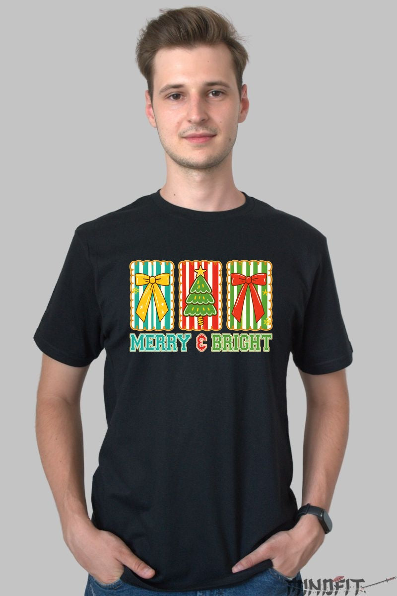 Tricou De Craciun - Merry & Bright barbat negru