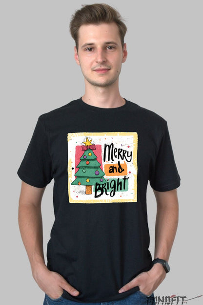 Tricou De Craciun - Merry And Bright barbat negru