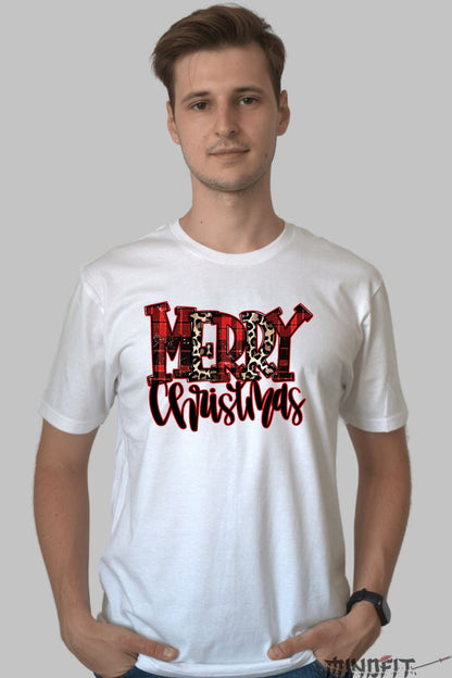 Tricou De Craciun - Merry Christmas Animal Print barbat alb