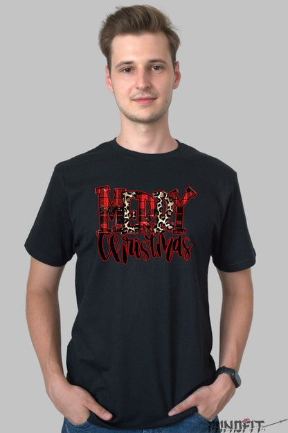 Tricou De Craciun - Merry Christmas Animal Print barbat negru