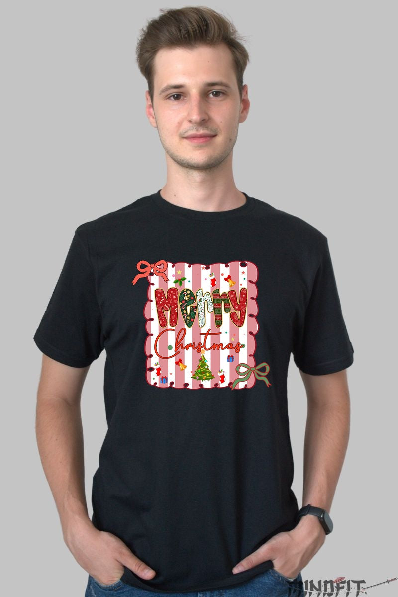Tricou De Craciun - Merry Christmas Candy Style barbat negru