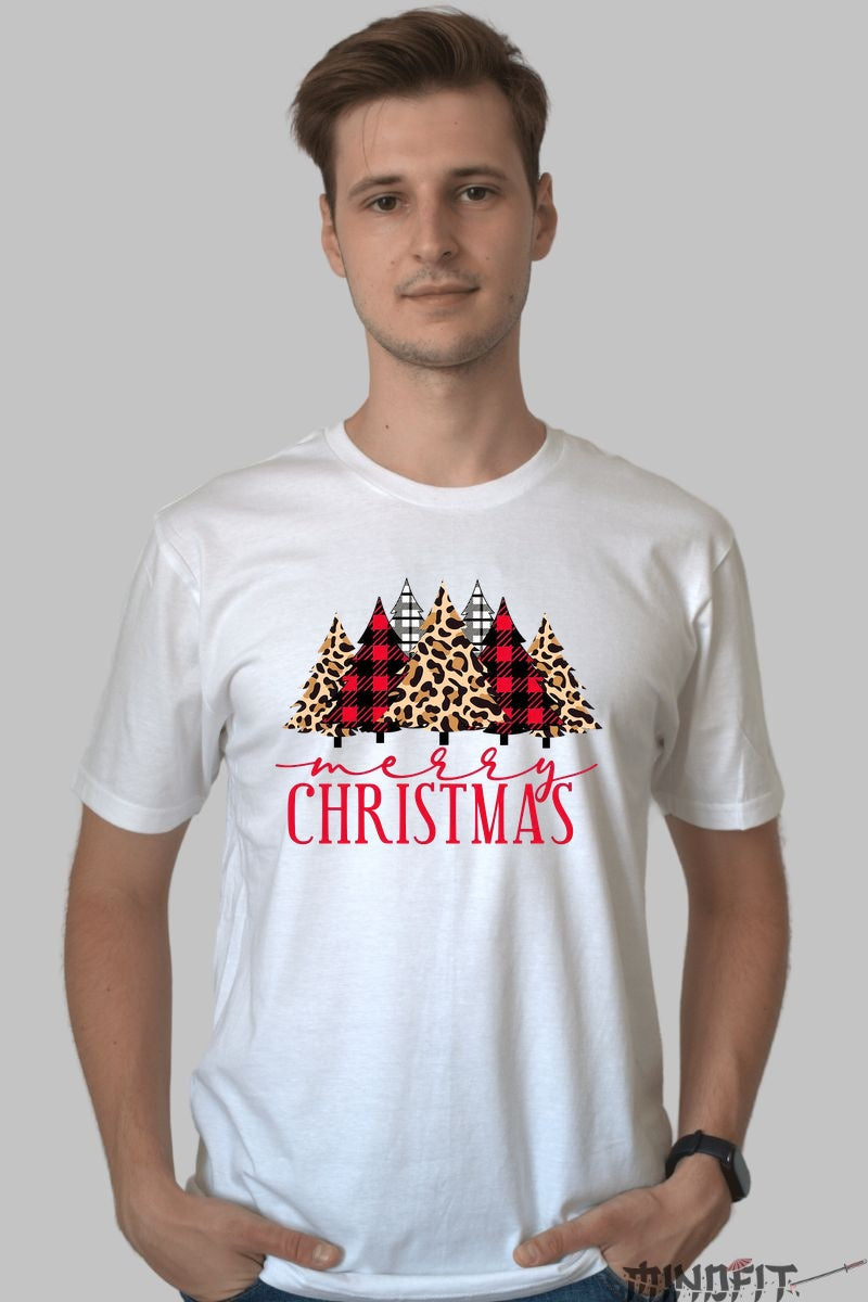Tricou De Craciun - Merry Christmas Cu Braduti Festivi barbat alb