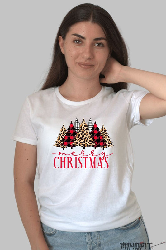 Tricou De Craciun - Merry Christmas Cu Braduti Festivi dama alb