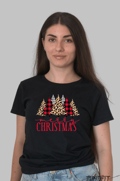 Tricou De Craciun - Merry Christmas Cu Braduti Festivi dama negru