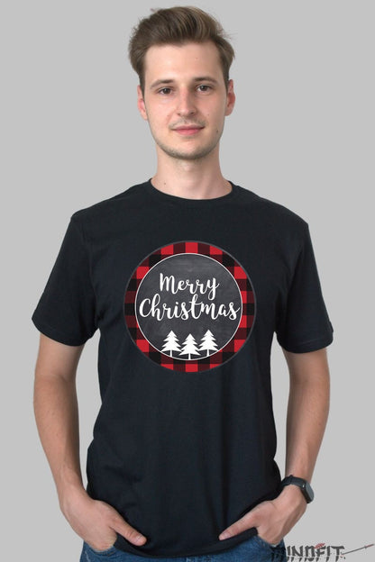Tricou De Craciun - Merry Christmas Cu Brazi barbat negru