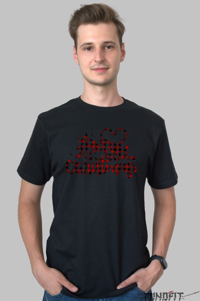 Tricou De Craciun - Merry Christmas Cu Inima Si Brad barbat negru