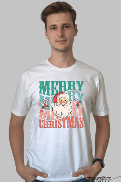 Tricou De Craciun - Merry Christmas Cu Mosul barbat alb