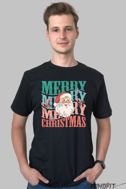 Tricou De Craciun - Merry Christmas Cu Mosul barbat negru