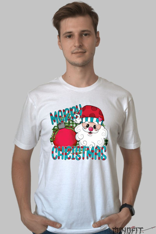 Tricou De Craciun - Merry Christmas Cu Mosul Vesel barbat alb