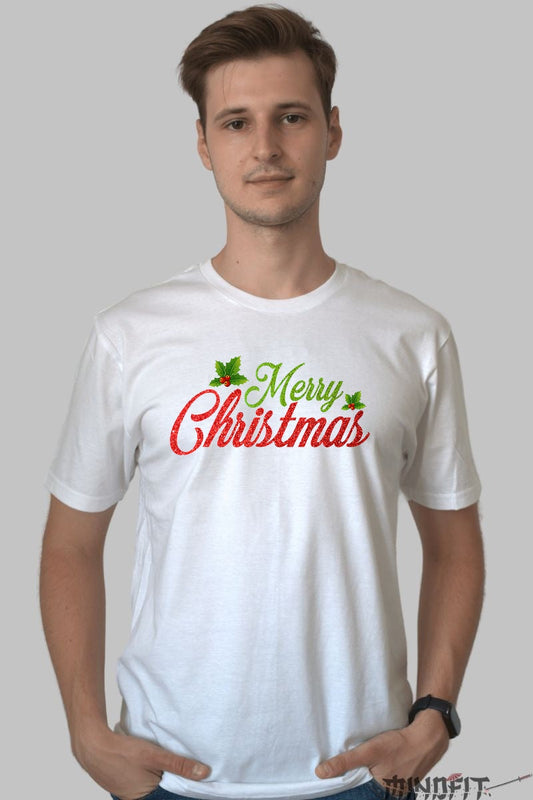 Tricou De Craciun - Merry Christmas Festiv barbat alb