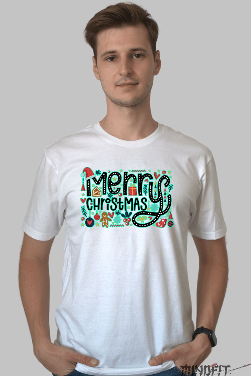Tricou De Craciun - Merry Christmas Festiv barbat alb