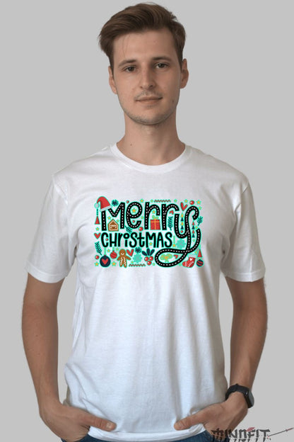 Tricou De Craciun - Merry Christmas Festiv barbat alb