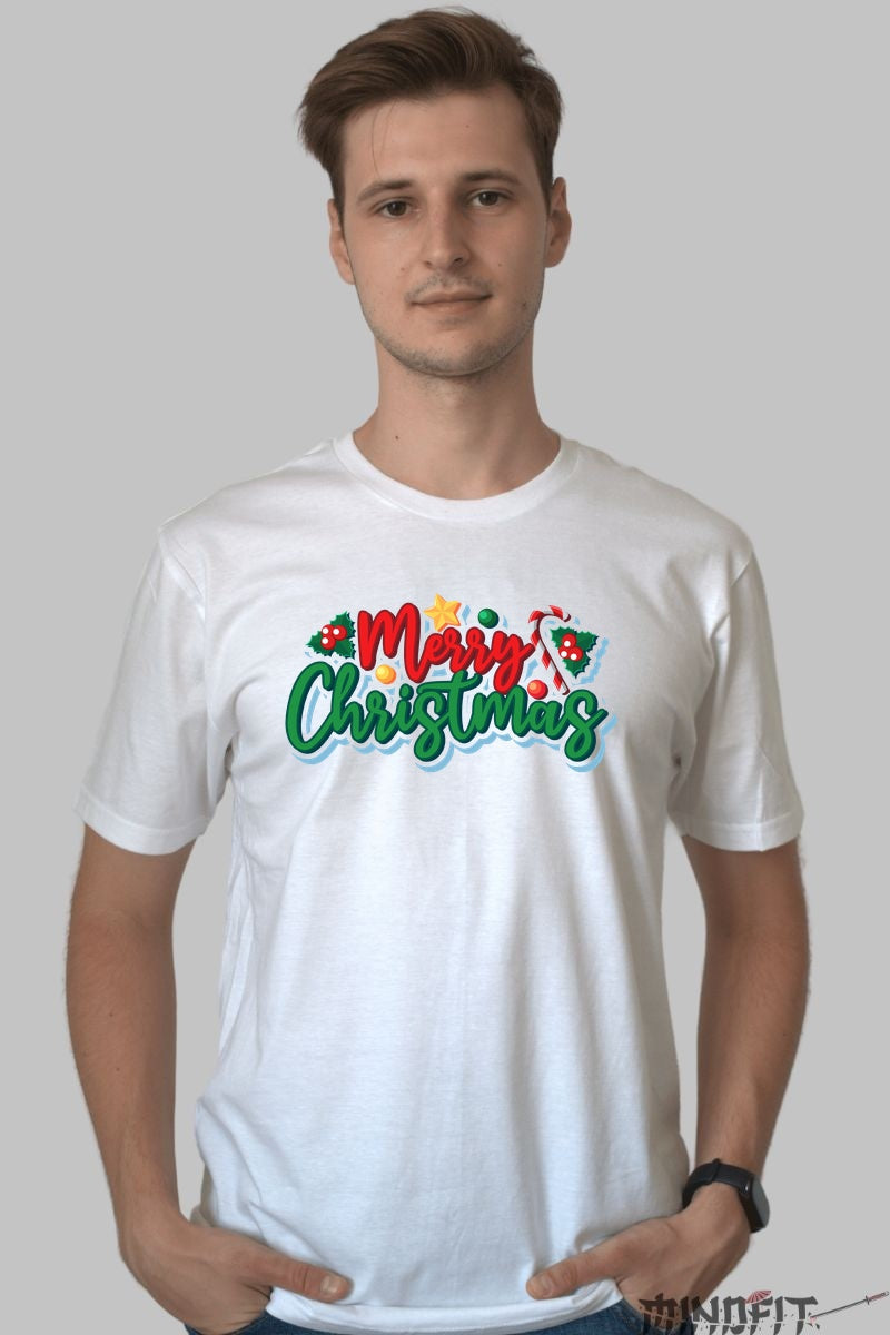Tricou De Craciun - Merry Christmas Festiv barbat alb