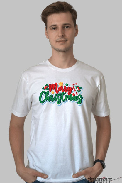 Tricou De Craciun - Merry Christmas Festiv barbat alb