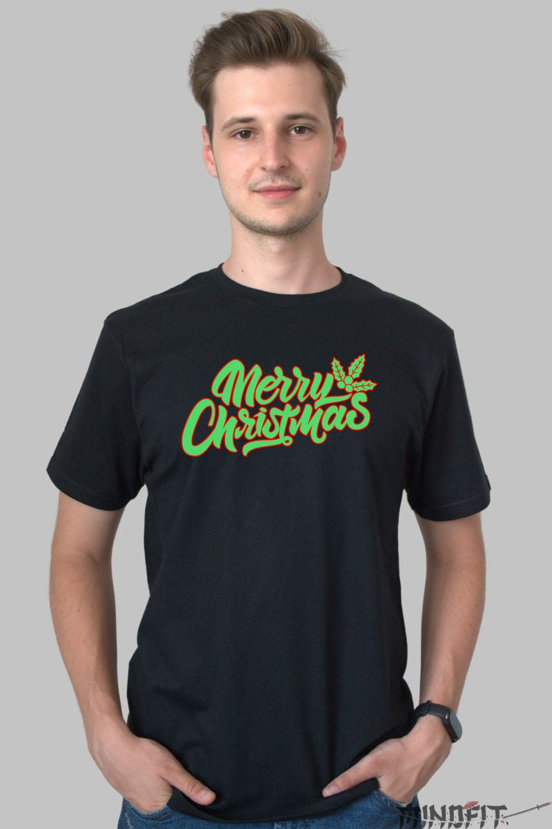 Tricou De Craciun - Merry Christmas Festiv barbat negru
