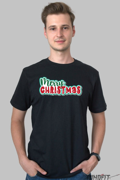 Tricou De Craciun - Merry Christmas Festiv barbat negru