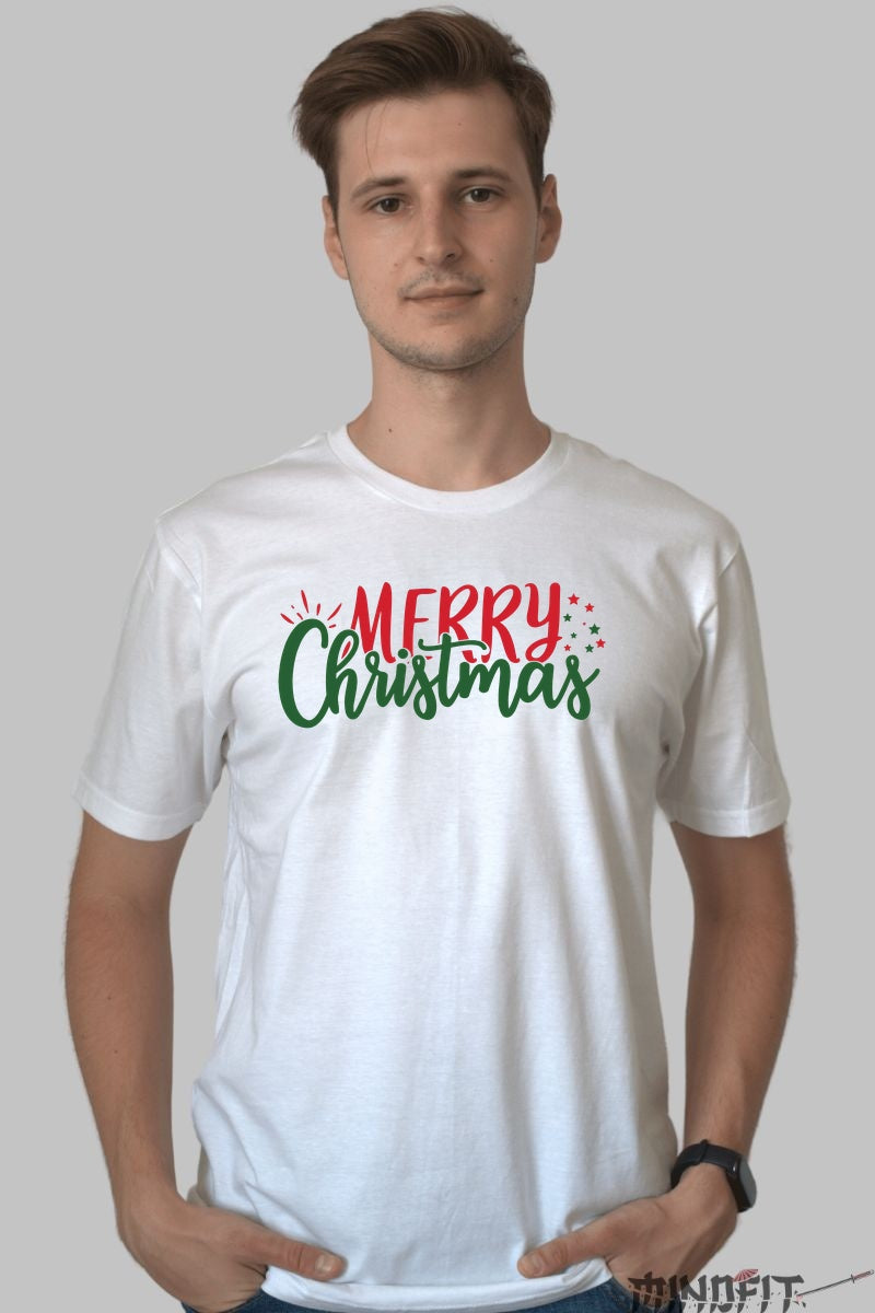 Tricou De Craciun - Merry Christmas Festiv barbat alb