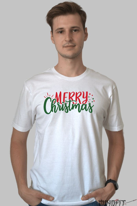 Tricou De Craciun - Merry Christmas Festiv barbat alb