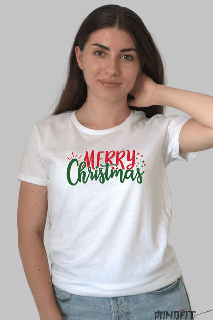 Tricou De Craciun - Merry Christmas Festiv dama alb