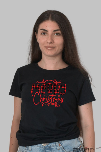 Tricou De Craciun - Merry Christmas In Carouri dama negru