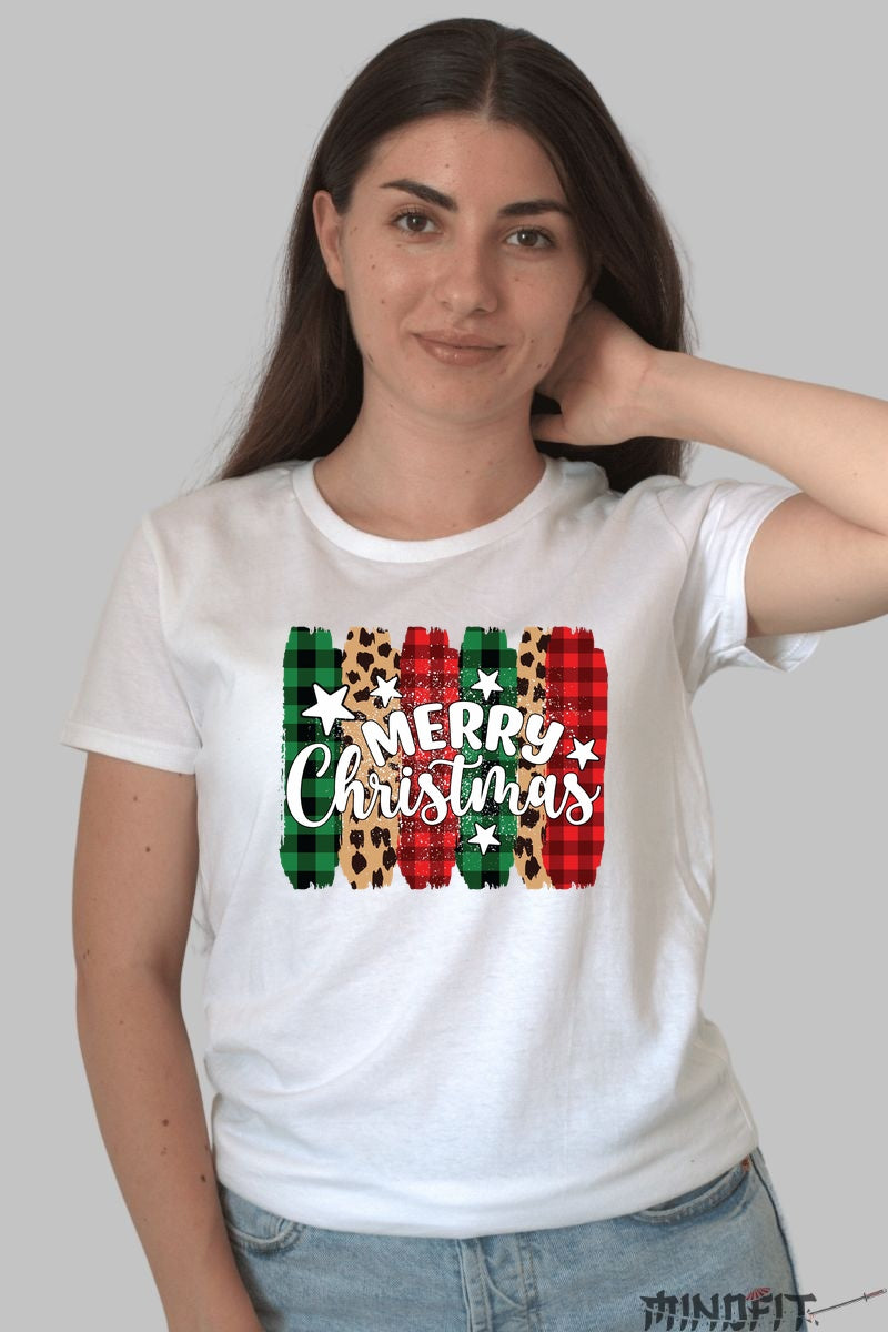 Tricou De Craciun - Merry Christmas In Stil Festiv dama alb