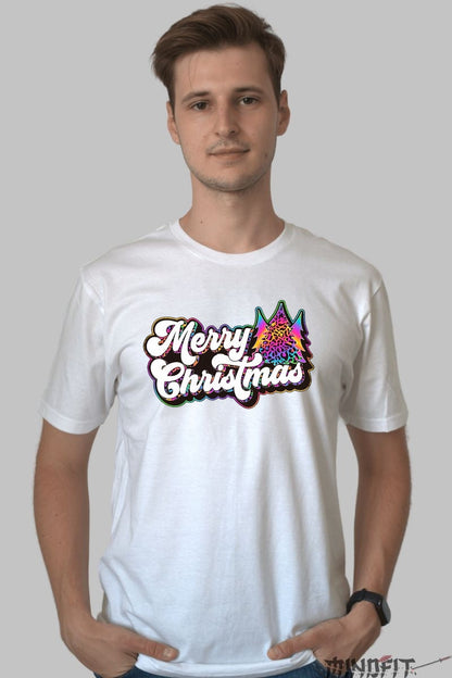 Tricou De Craciun - Merry Christmas Psychedelic barbat alb